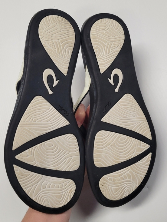 Ho OluKai Ho Opio Flip Flop Thong Women Black White Size 9